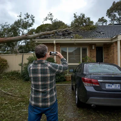 Photographing storm damage for an insurance claim in Cairns